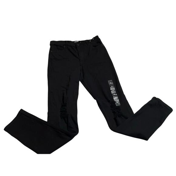 Express women’s NWOT black high rise stretch distressed jean legging - Picture 1 of 11